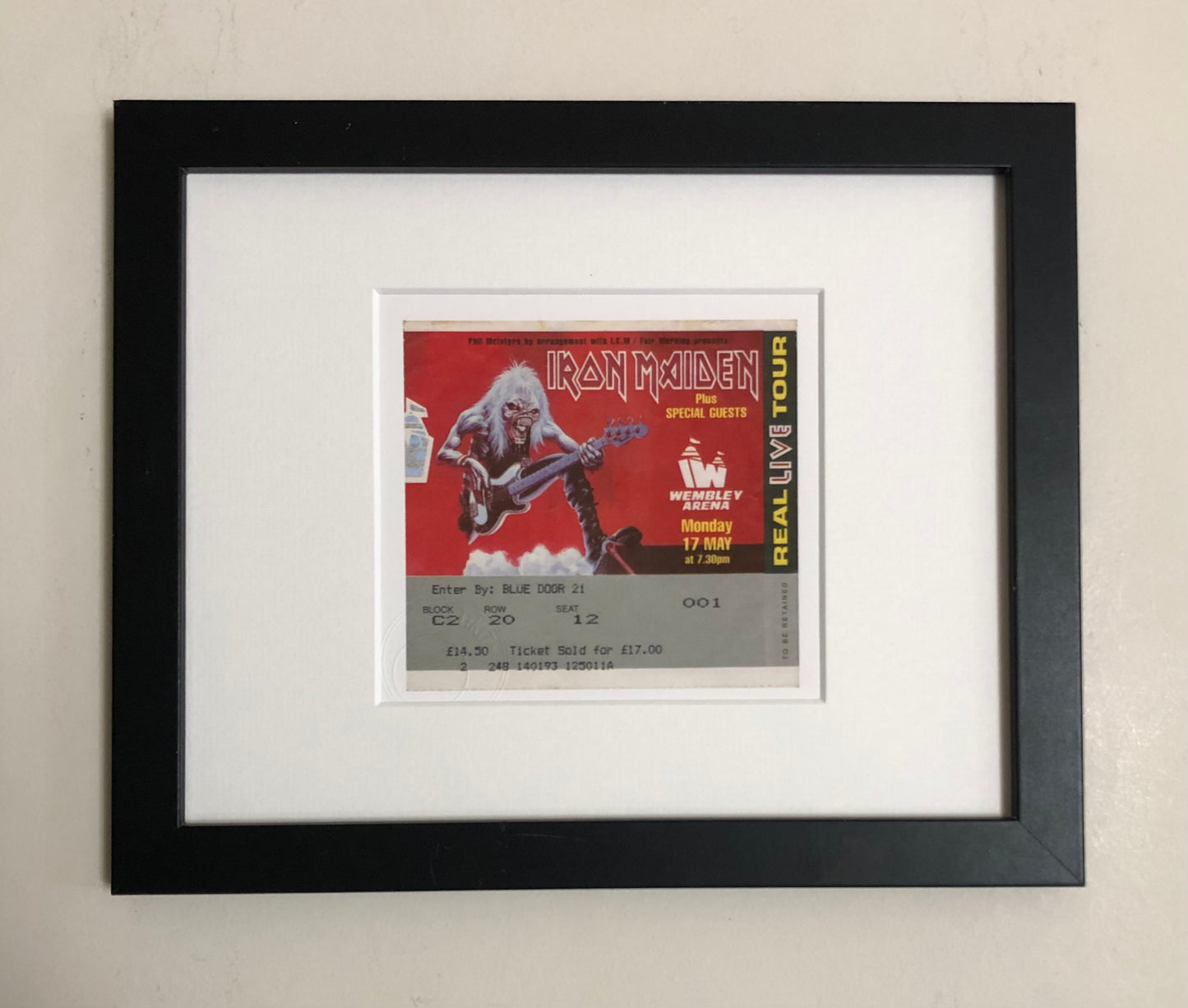 IRON MAIDEN - 1993 Wembley Arena , London framed ticket giclee print