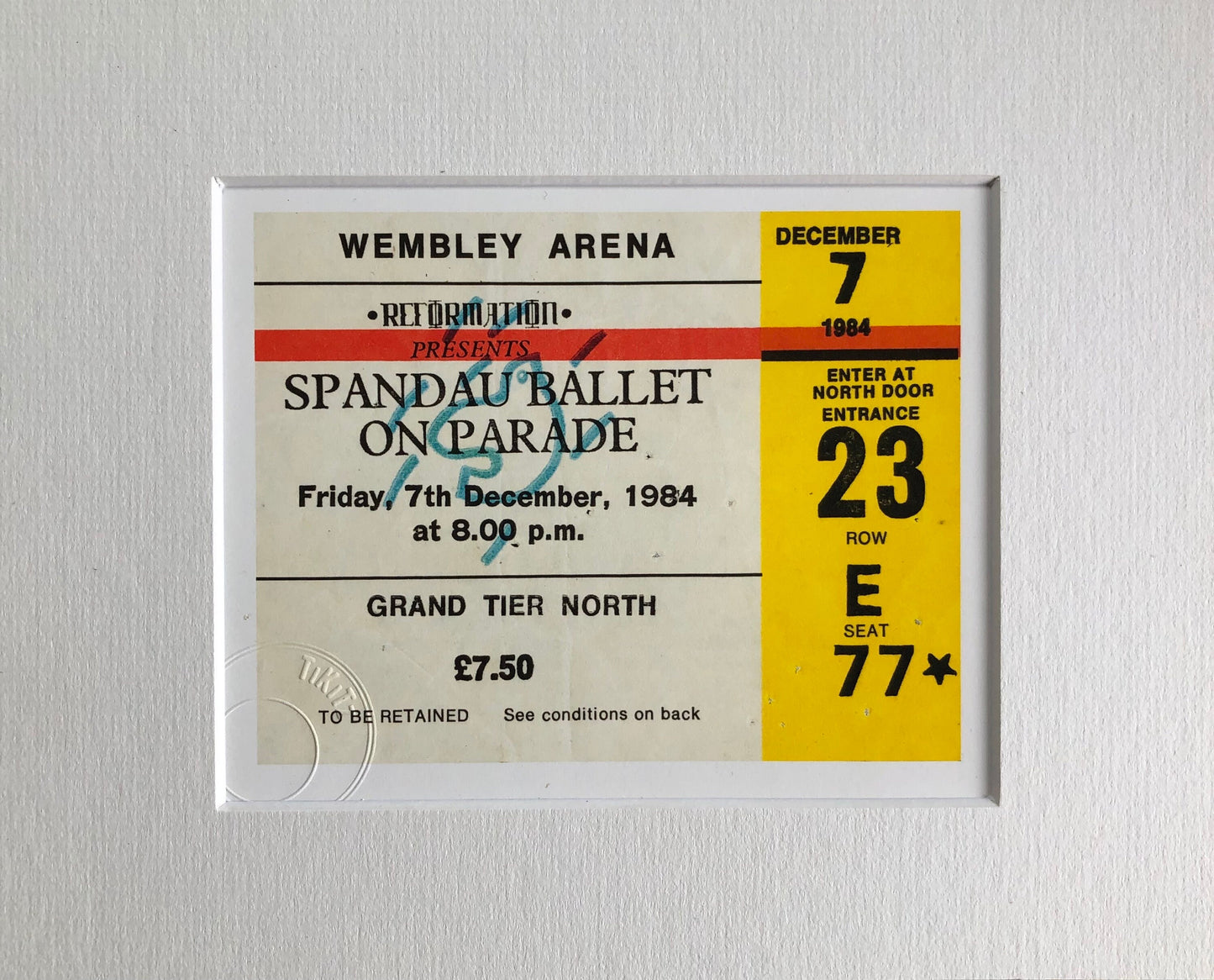 SPANDAU BALLET - 1984 Wembley Arena , London framed ticket giclee print