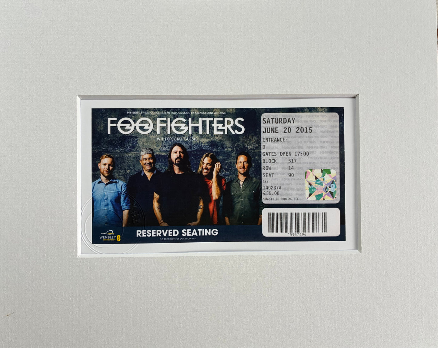 FOO FIGHTERS - 29/6/2015 Wembley Stadium, London framed ticket giclee print