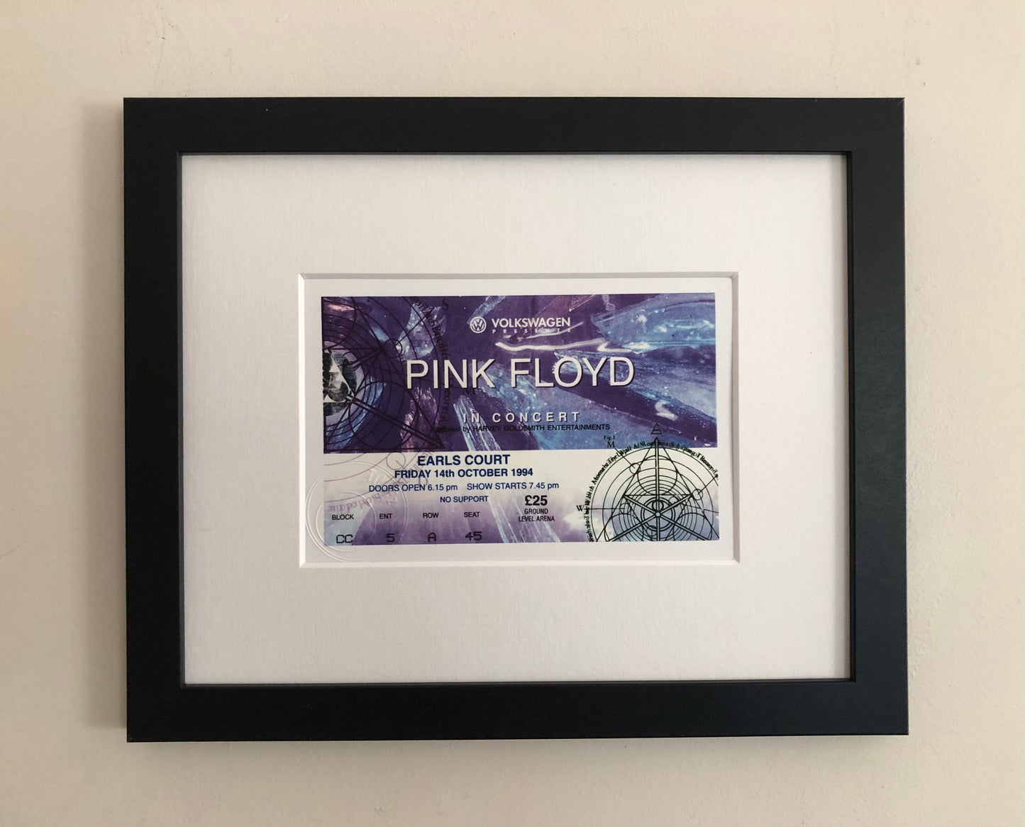 PINK FLOYD - 1994 Earls Court , London framed ticket giclee print