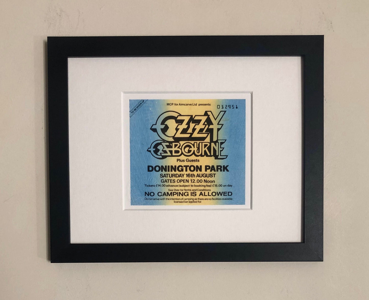 OZZY OZBOURNE- 16/8/1986 Monsters of Rock at Donington Park framed ticket giclee print