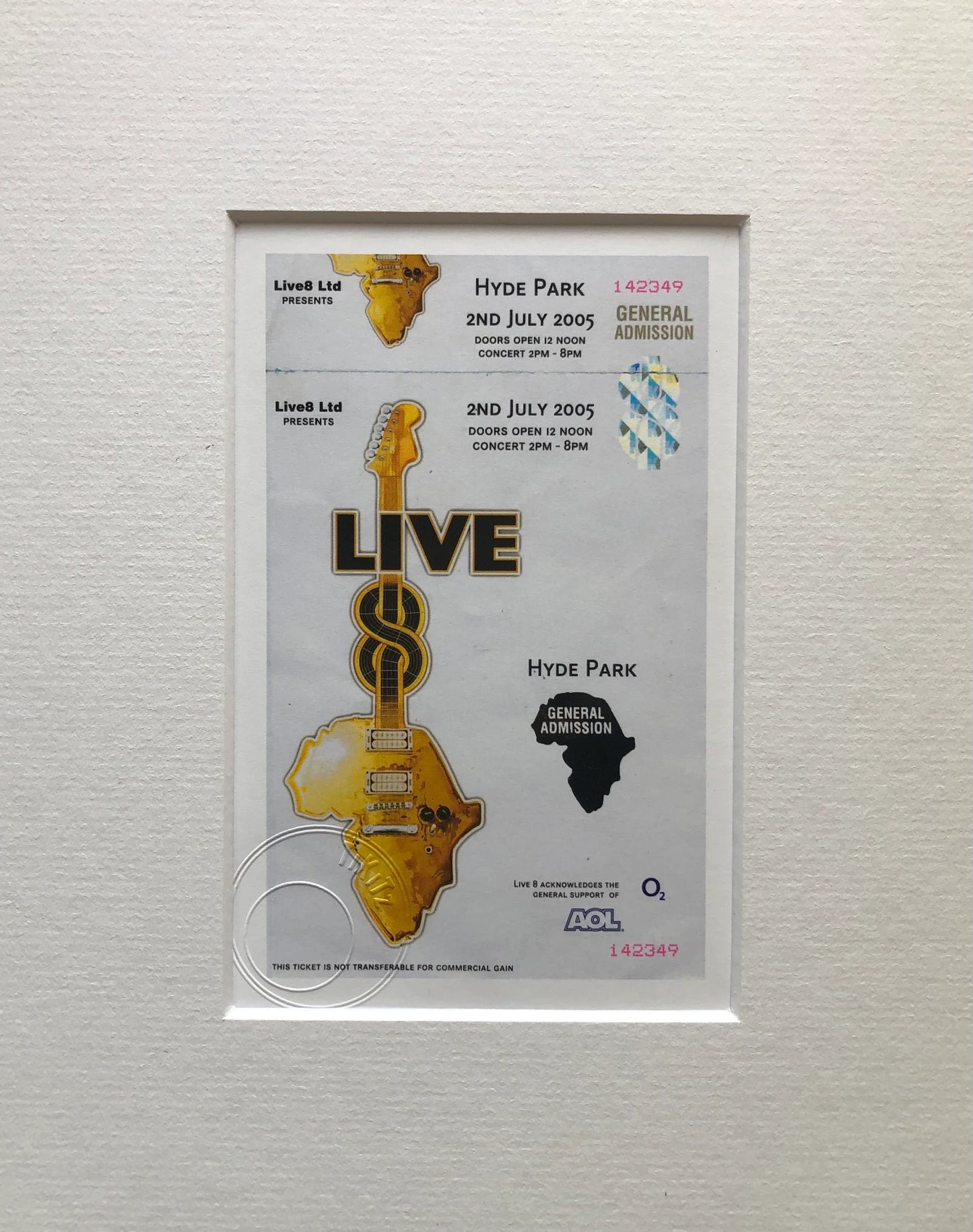 LIVE 8 - 2005 Hyde Park , London framed ticket giclee print