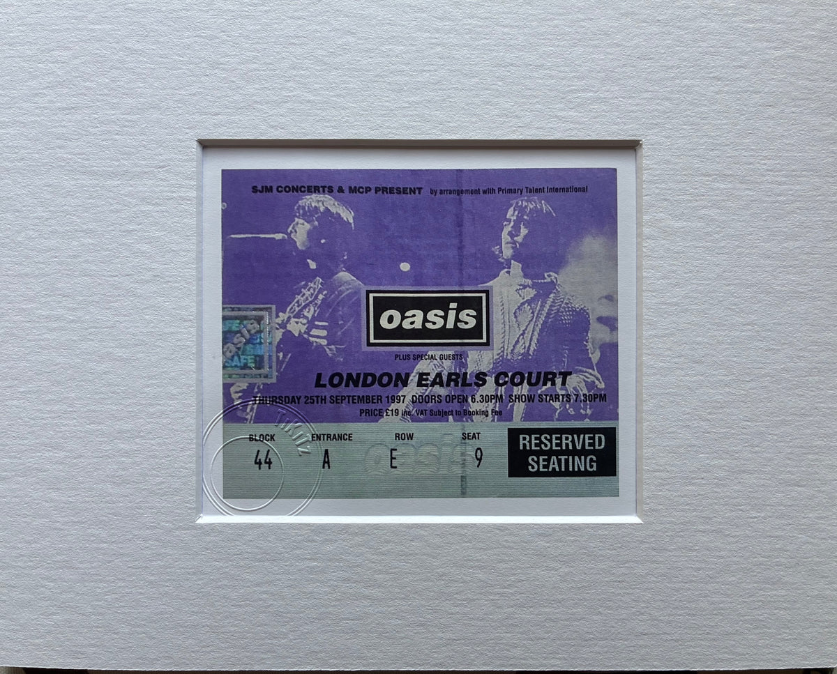 OASIS - 25/9/1997 London Earls Court framed ticket giclee print