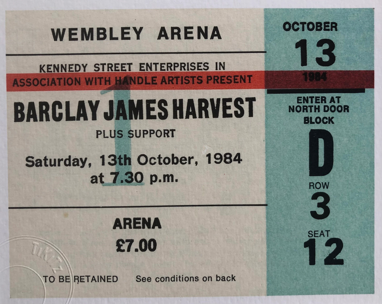 BARCLAY JAMES HARVEST - 1984 Wembley Arena , London framed ticket giclee print