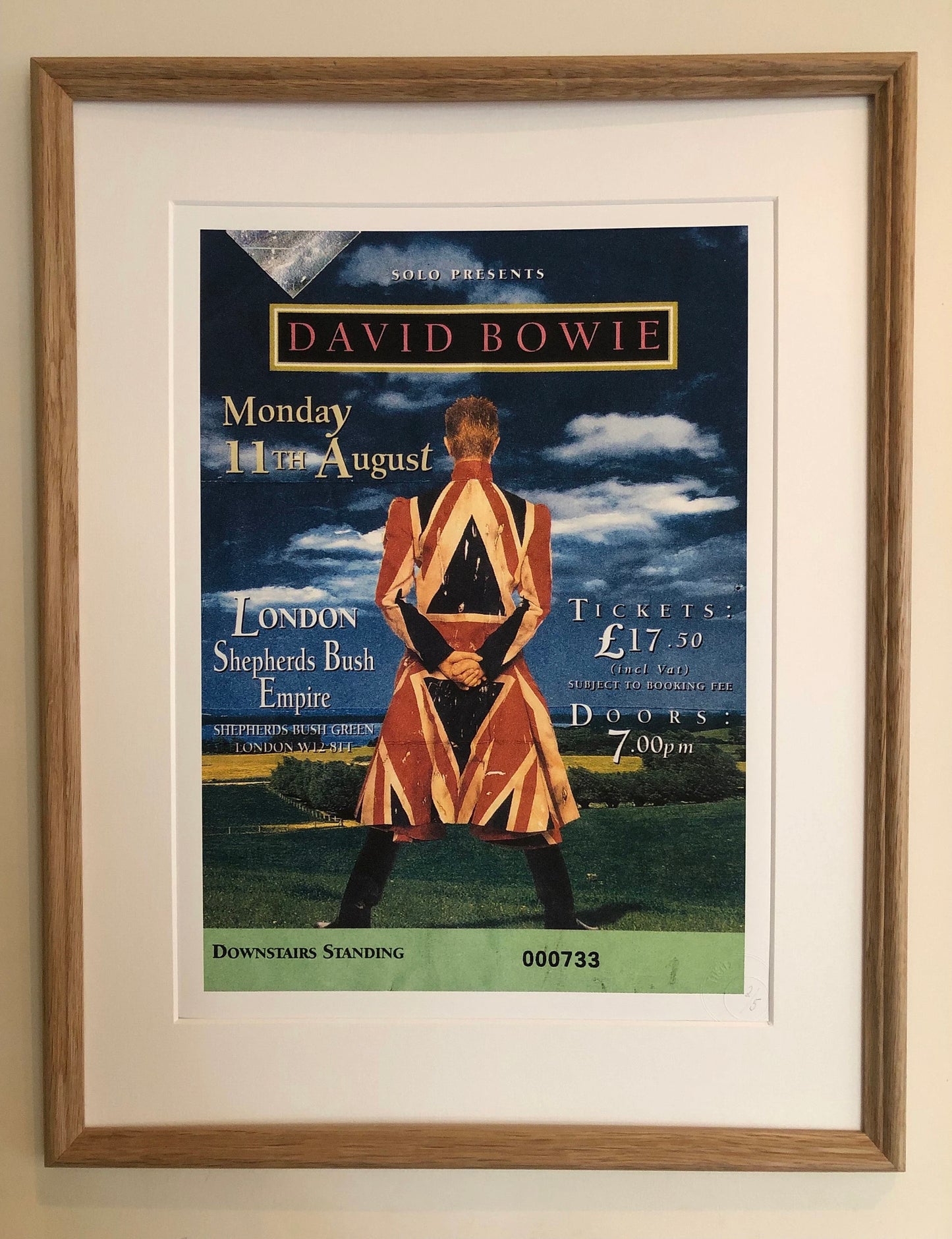 DAVID BOWIE - 11/8/1997 Shepherds Bush Empire, London framed limited edition ticket giclee print. Edition size 5- LAST COPY!