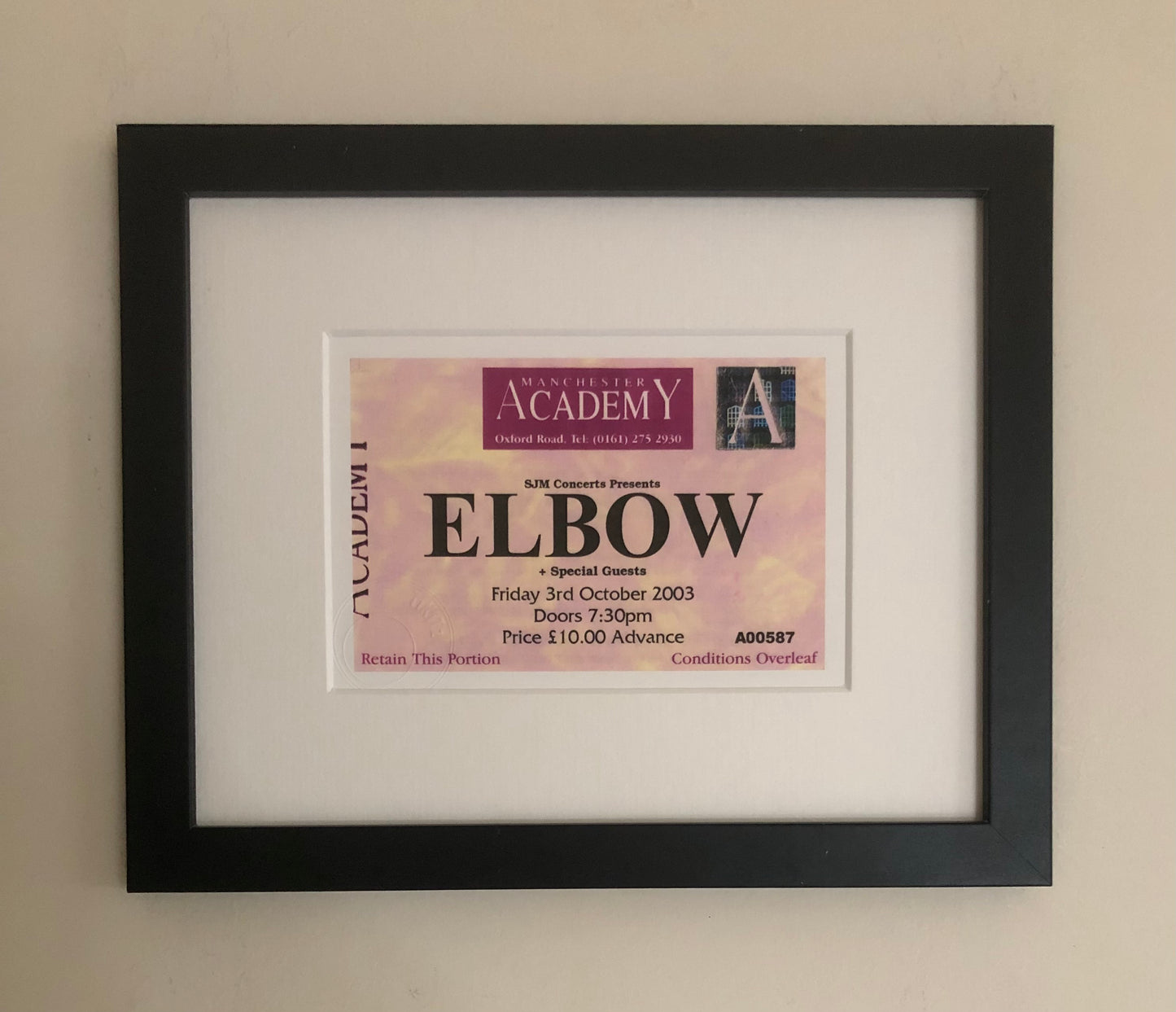 ELBOW - 2003 Manchester Academy framed ticket giclee print