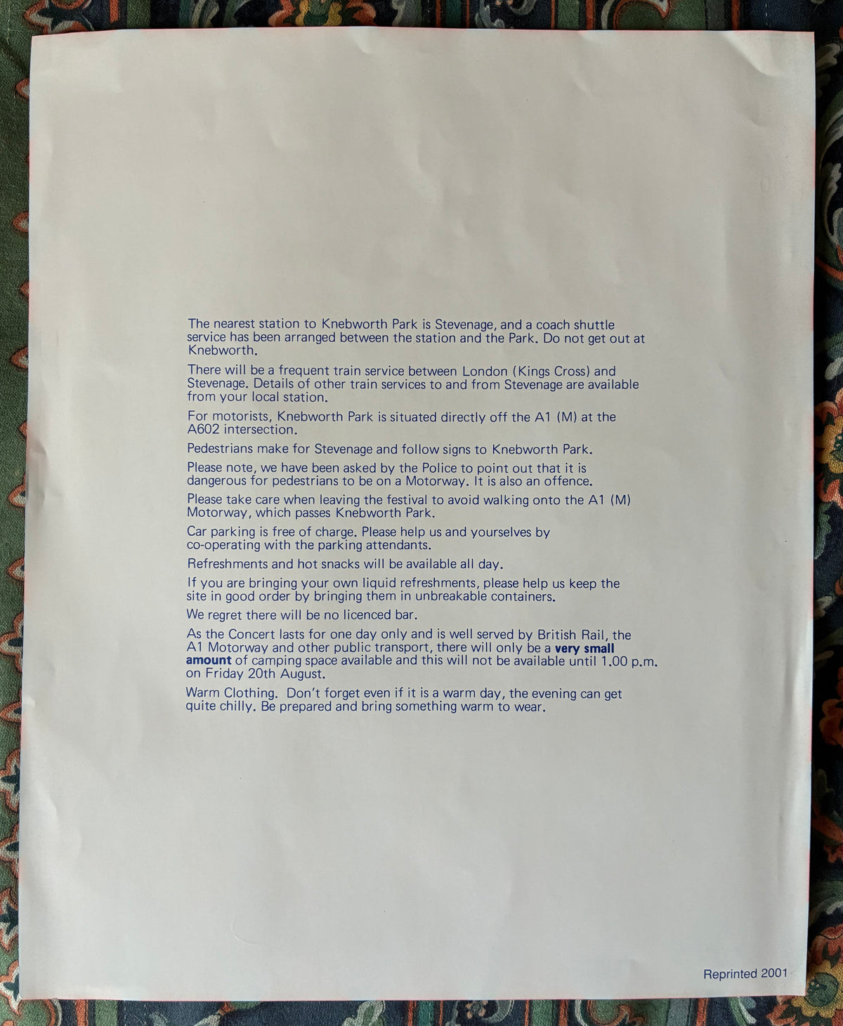 ROLLING STONES, LYNYRD SKYNYRD , 10cc , HOT TUNA 1976 Knebworth Park genuine original handbill / Flyer