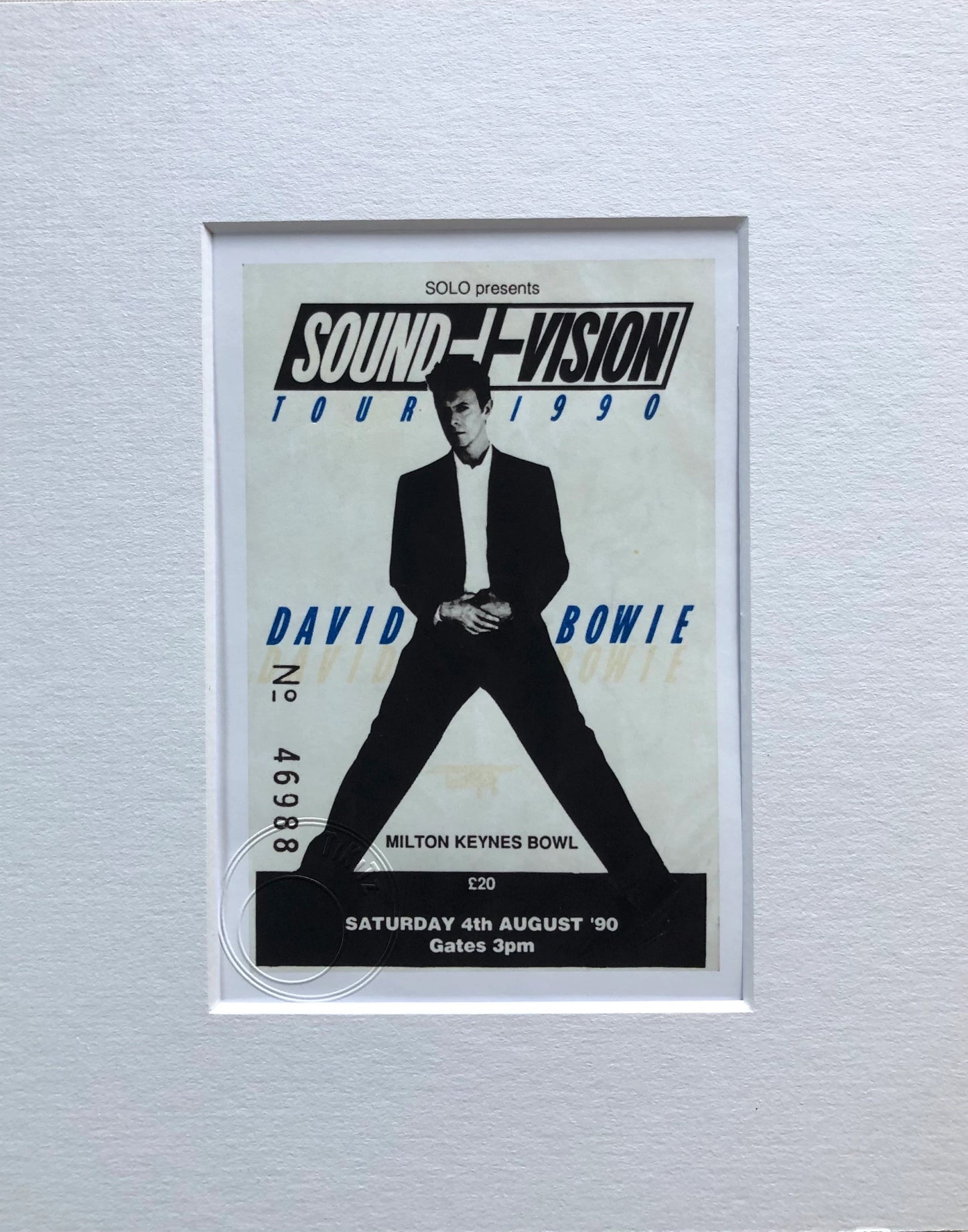 DAVID BOWIE - 1990 “Sound and Vision tour” Milton Keynes framed ticket giclee print