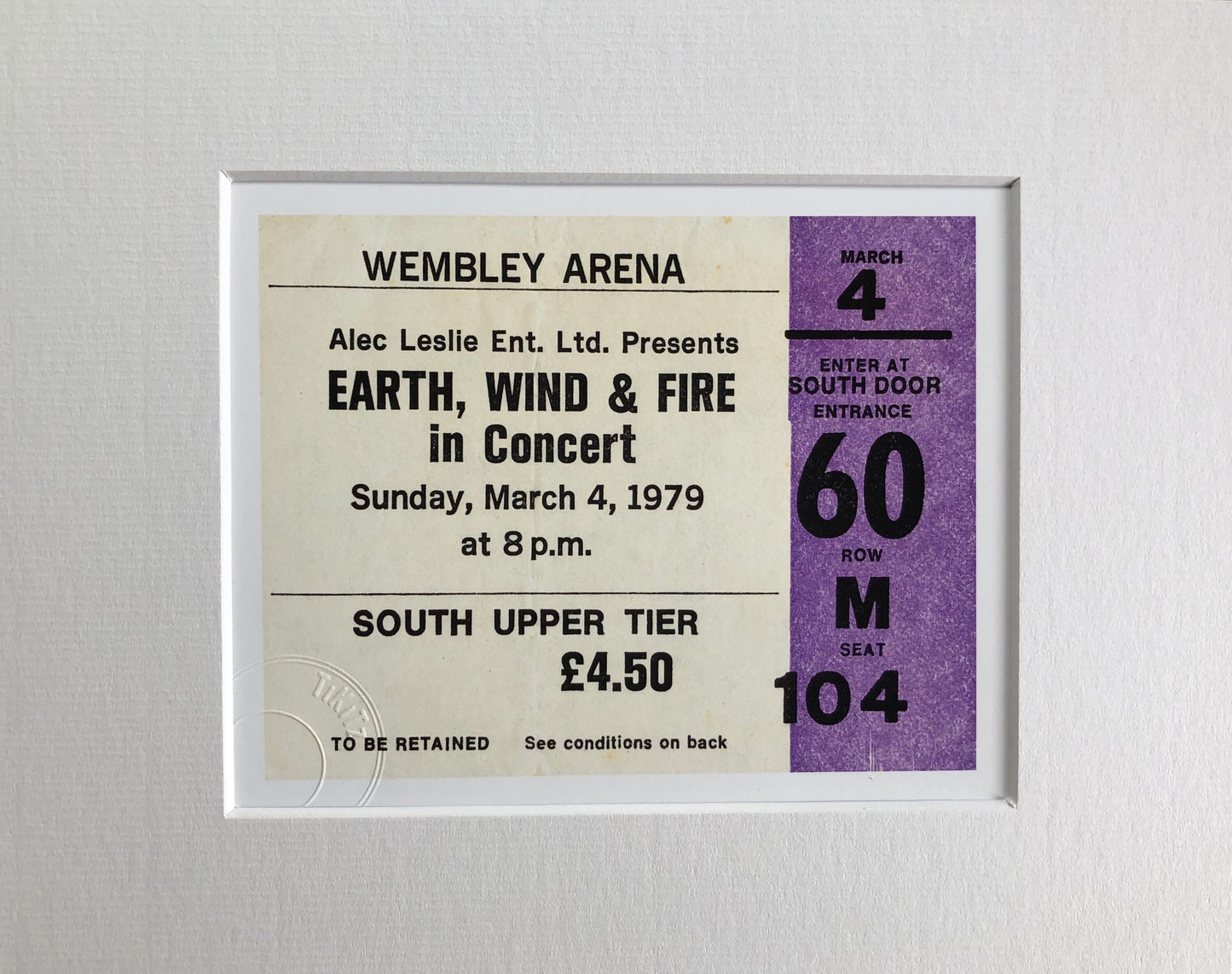 EARTH WIND and FIRE - 1979 Wembley Arena , London framed ticket giclee print