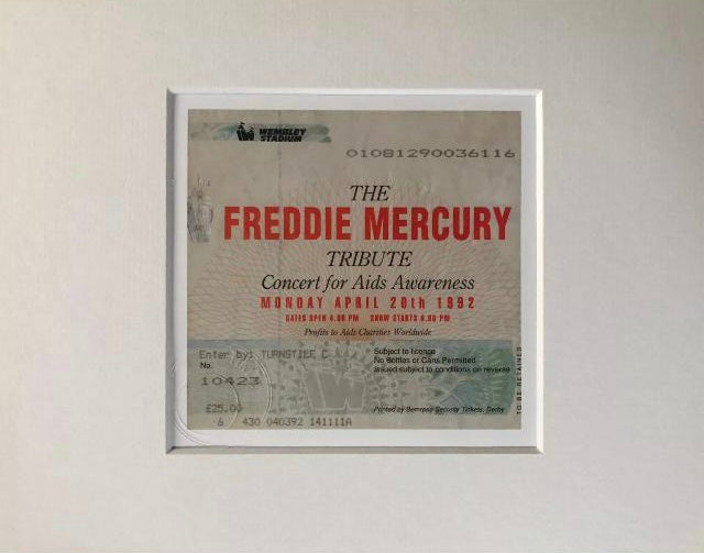 FREDDIE MERCURY TRIBUTE CONCERT / QUEEN - 1982 Wembley Arena , London framed ticket giclee print
