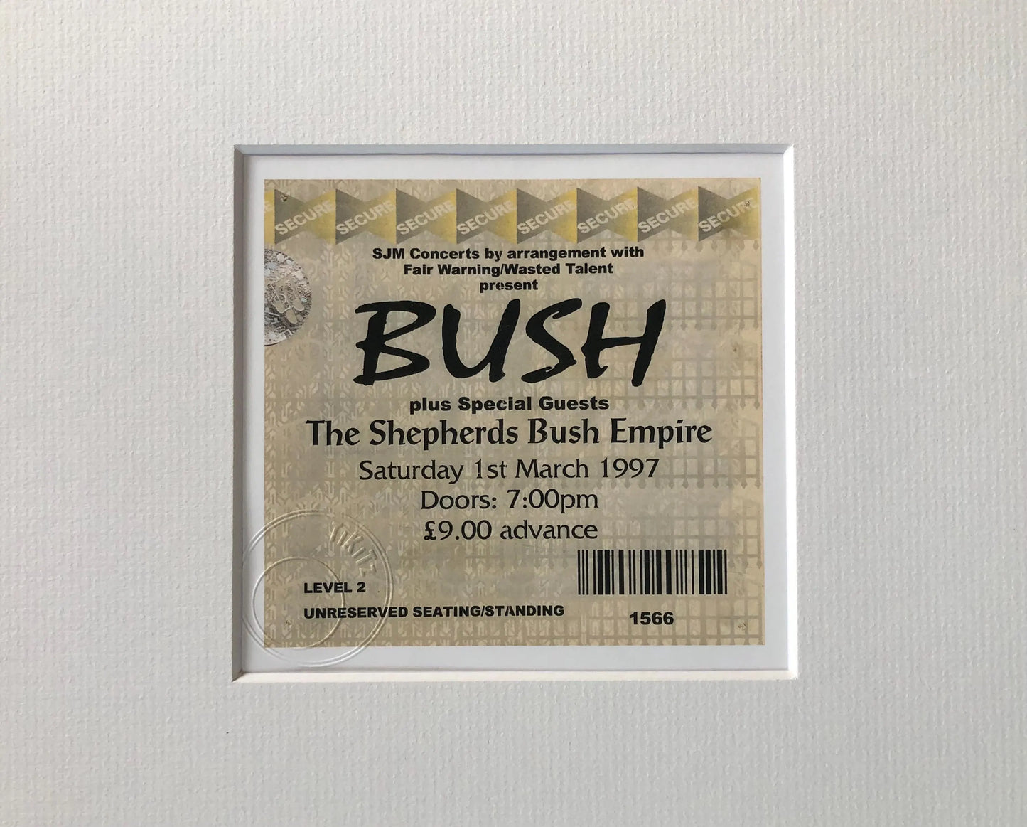 BUSH - 1997 Shepherds Bush Empire framed ticket giclee print