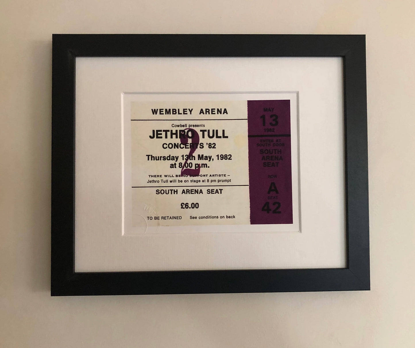 JETHRO TULL- 1982 Wembley Arena , London framed ticket giclee print