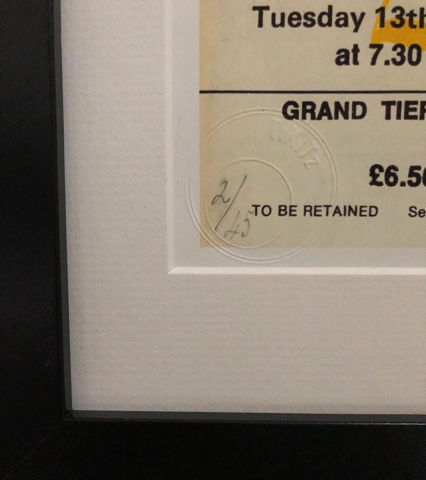 THE EIGHTIES- A framed limited edition giclee print comprising of 6 Individual Wembley concert tickets from the1980s