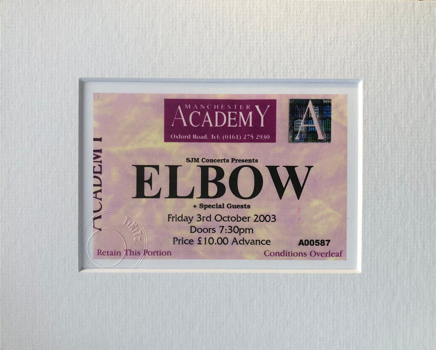ELBOW - 2003 Manchester Academy framed ticket giclee print