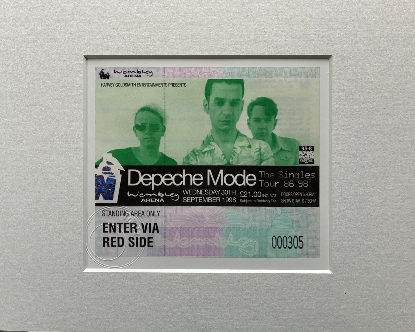 DEPECHE MODE - 1998 Wembley Arena framed ticket giclee print