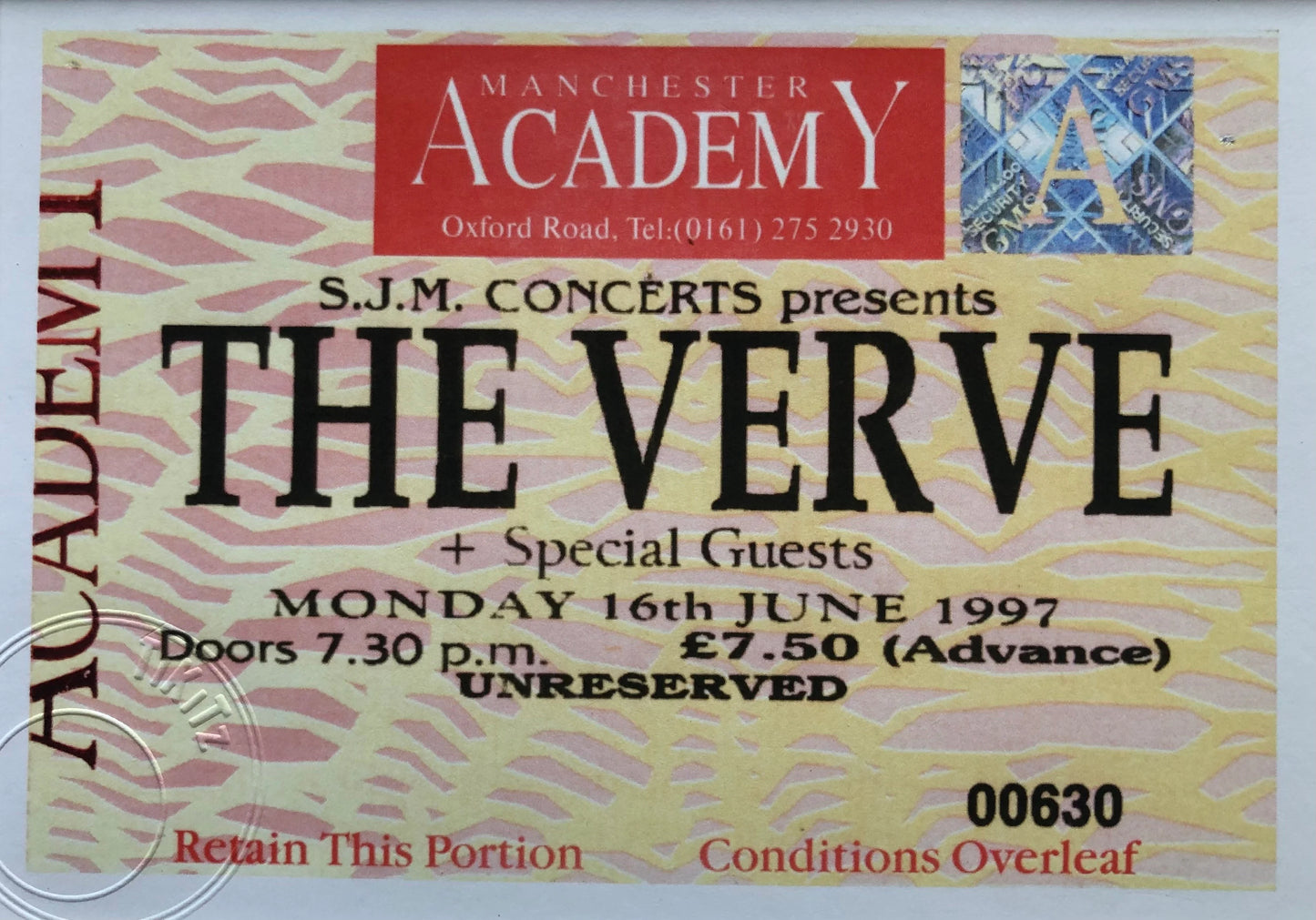 THE VERVE - 1997 Manchester Academy framed ticket giclee print