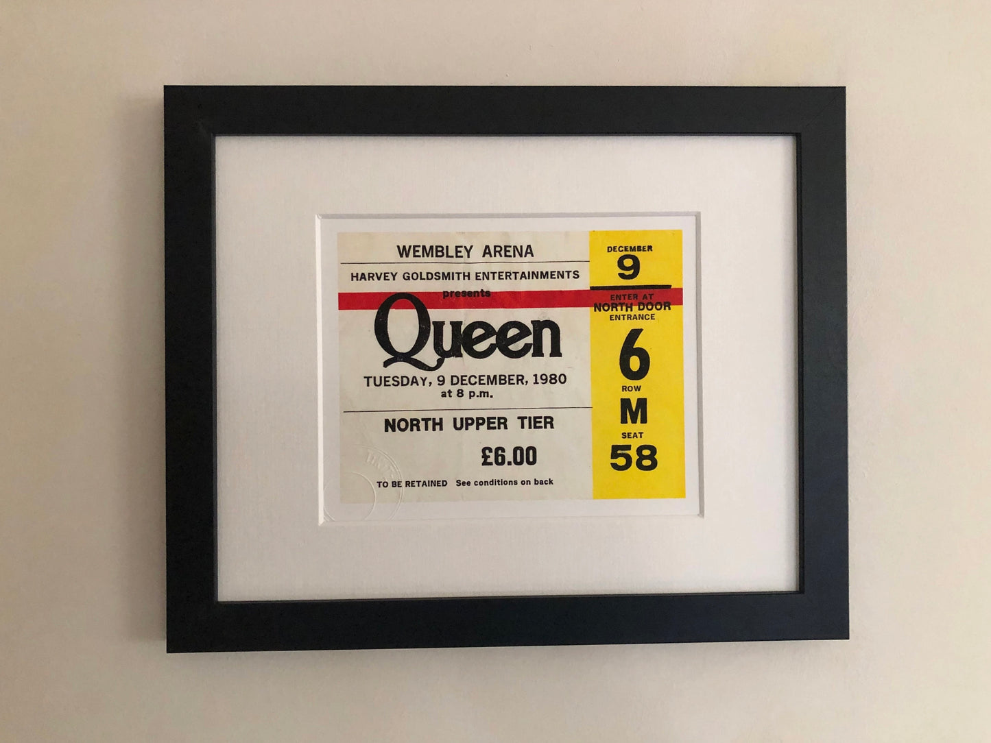 QUEEN - 1980 Wembley Arena , London framed ticket giclee print