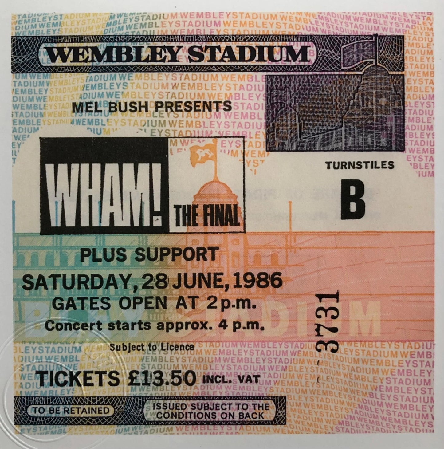 WHAM- 1986 “ The Final “Wembley Stadium , London framed ticket giclee print
