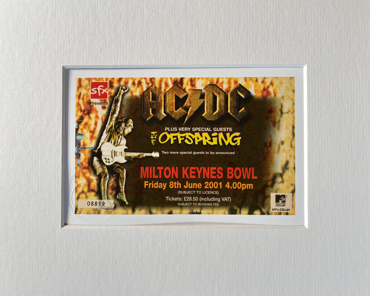 AC/DC- 2001 Milton Keynes Bowl framed ticket giclee print