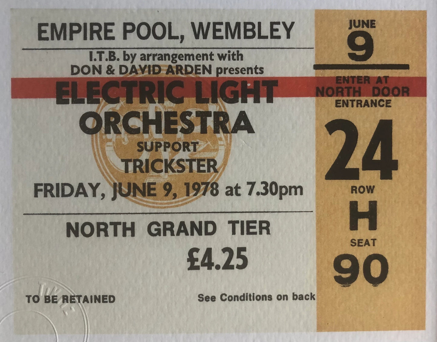 ELECTRIC LIGHT ORCHESTRA - 1978 Empire Pool , Wembley , London framed ticket giclee print