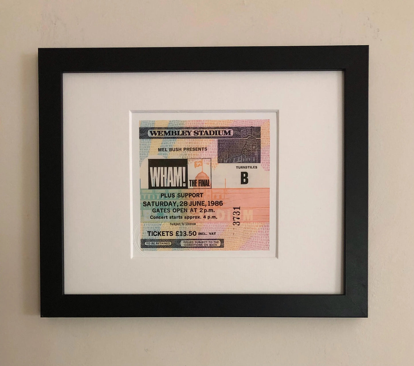 WHAM- 1986 “ The Final “Wembley Stadium , London framed ticket giclee print