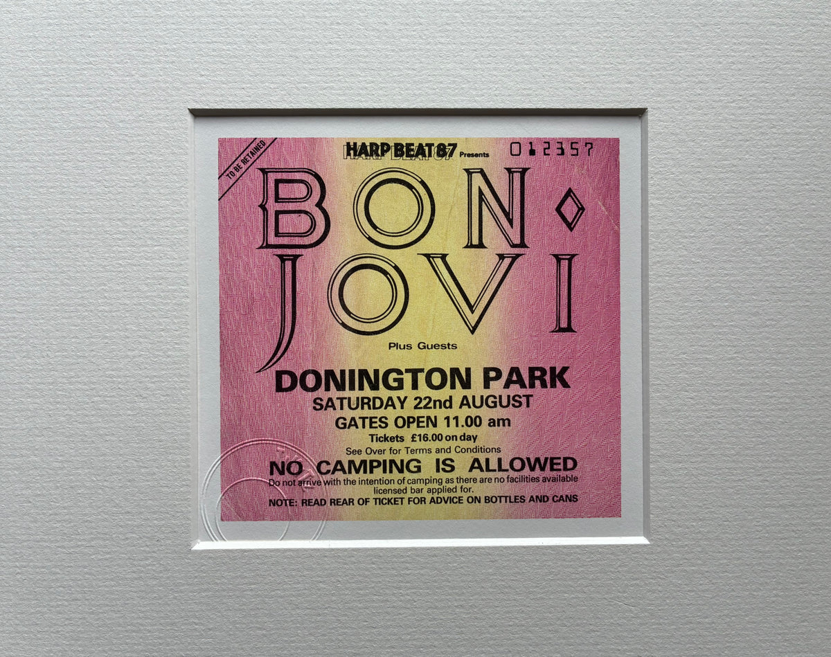 BON JOVI - 22/8/1987 Monsters of Rock at Donington Park framed ticket giclee print ( staff /Production ticket )