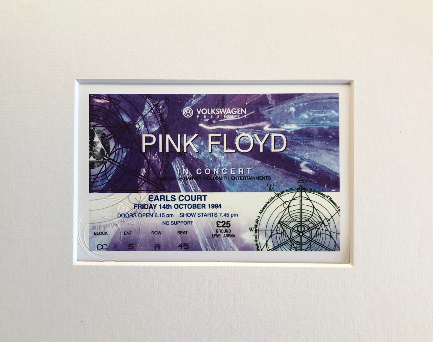 PINK FLOYD - 1994 Earls Court , London framed ticket giclee print