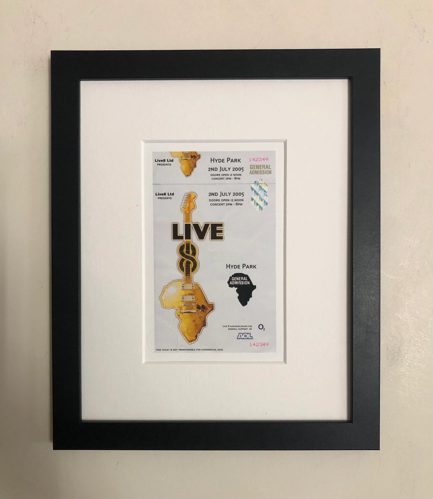 LIVE 8 - 2005 Hyde Park , London framed ticket giclee print