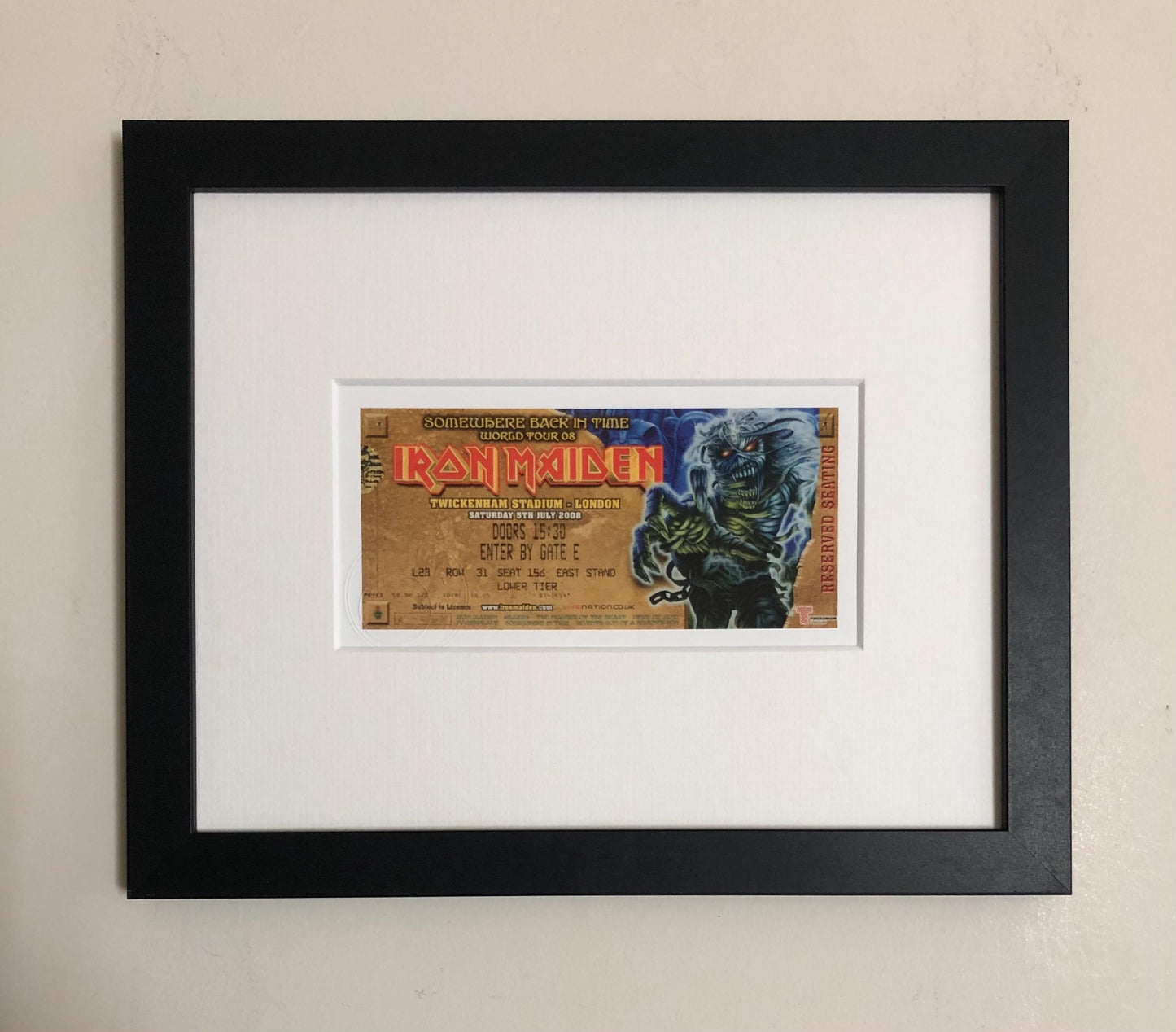 IRON MAIDEN - 2008 Twickenham Stadium, London framed ticket giclee print