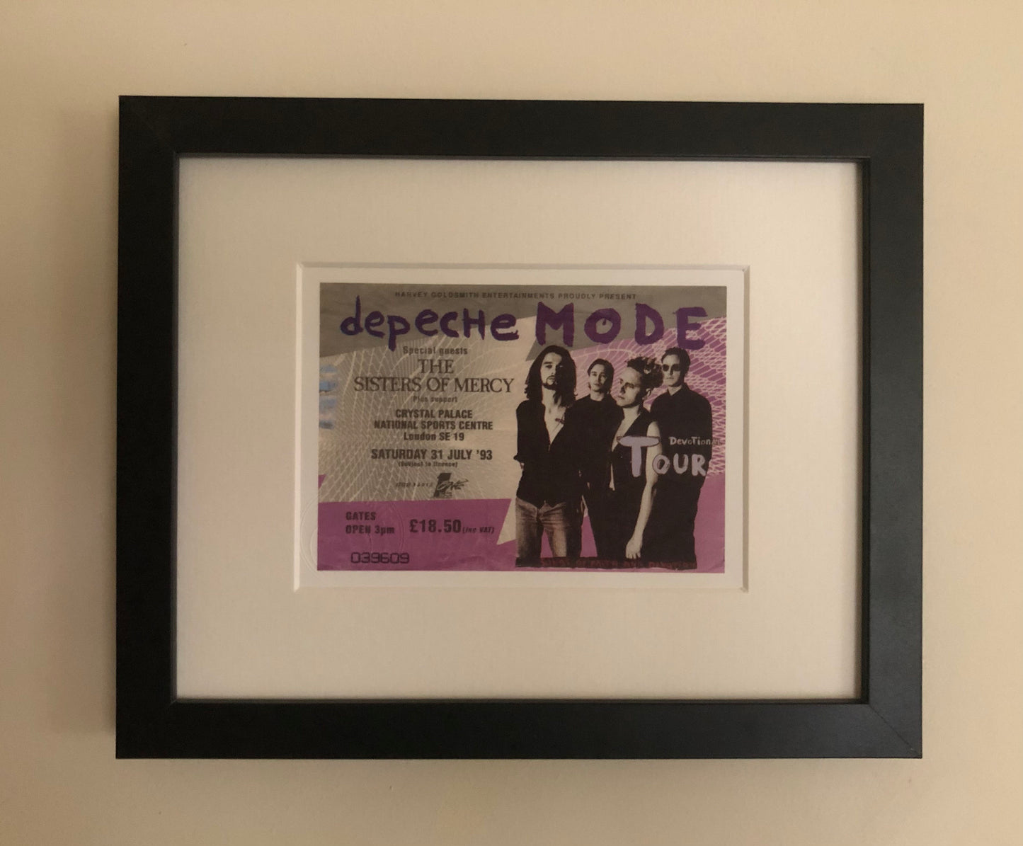 DEPECHE MODE - 1993 Crystal Palace National Sports Centre framed ticket giclee print