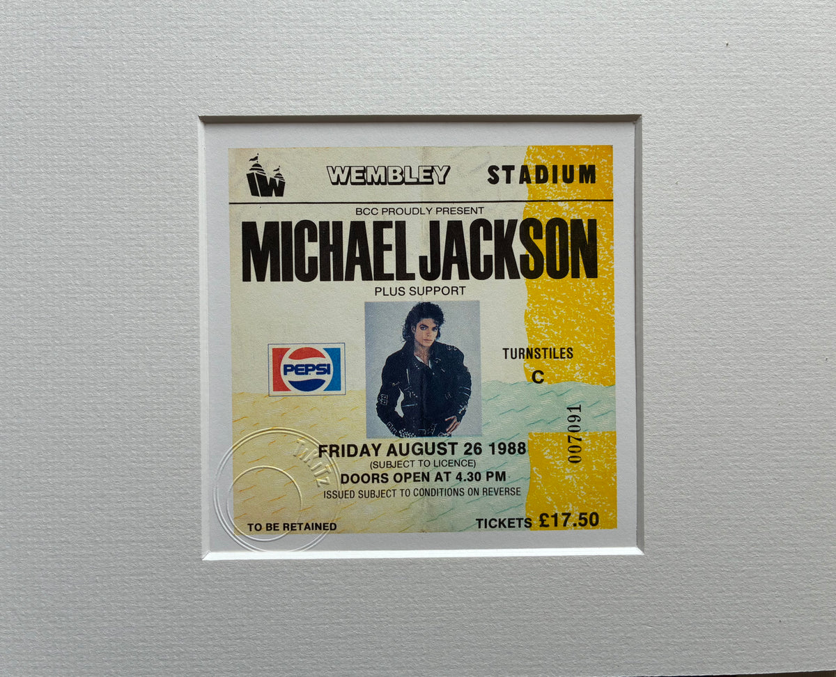 MICHAEL JACKSON- 1988“ The Bad tour “Wembley Stadium , London framed ticket giclee print