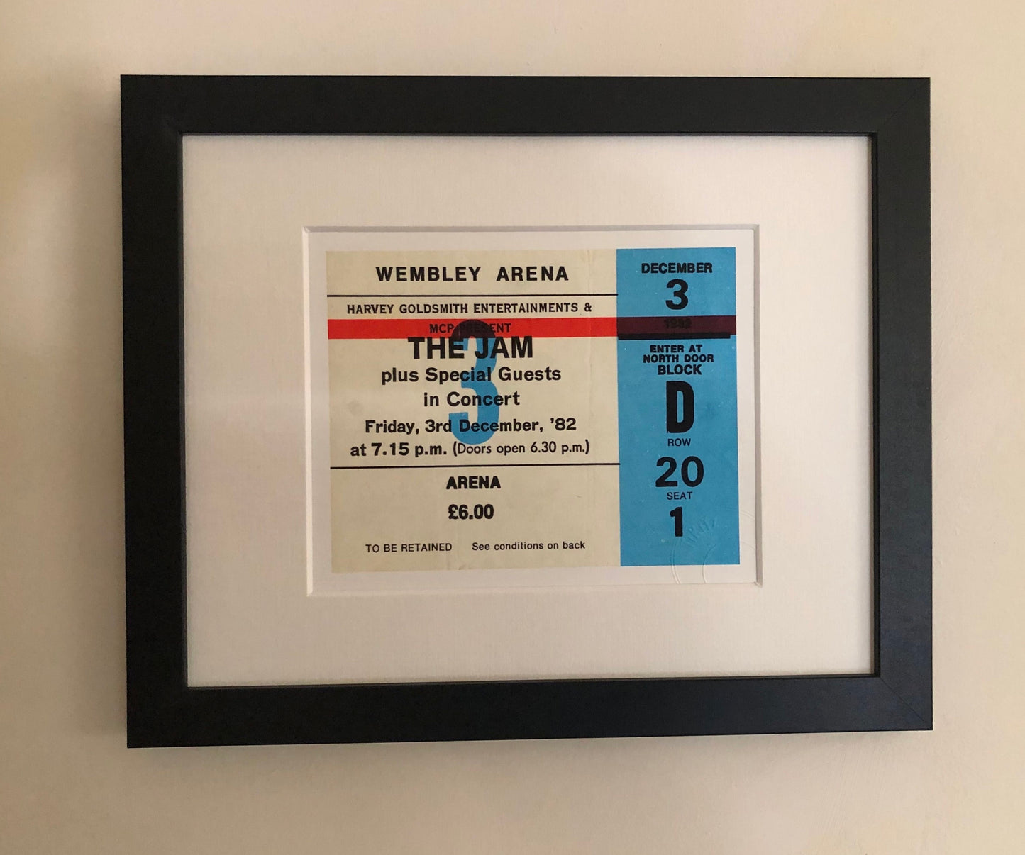 THE JAM - 1982 Wembley Arena , London framed ticket giclee print