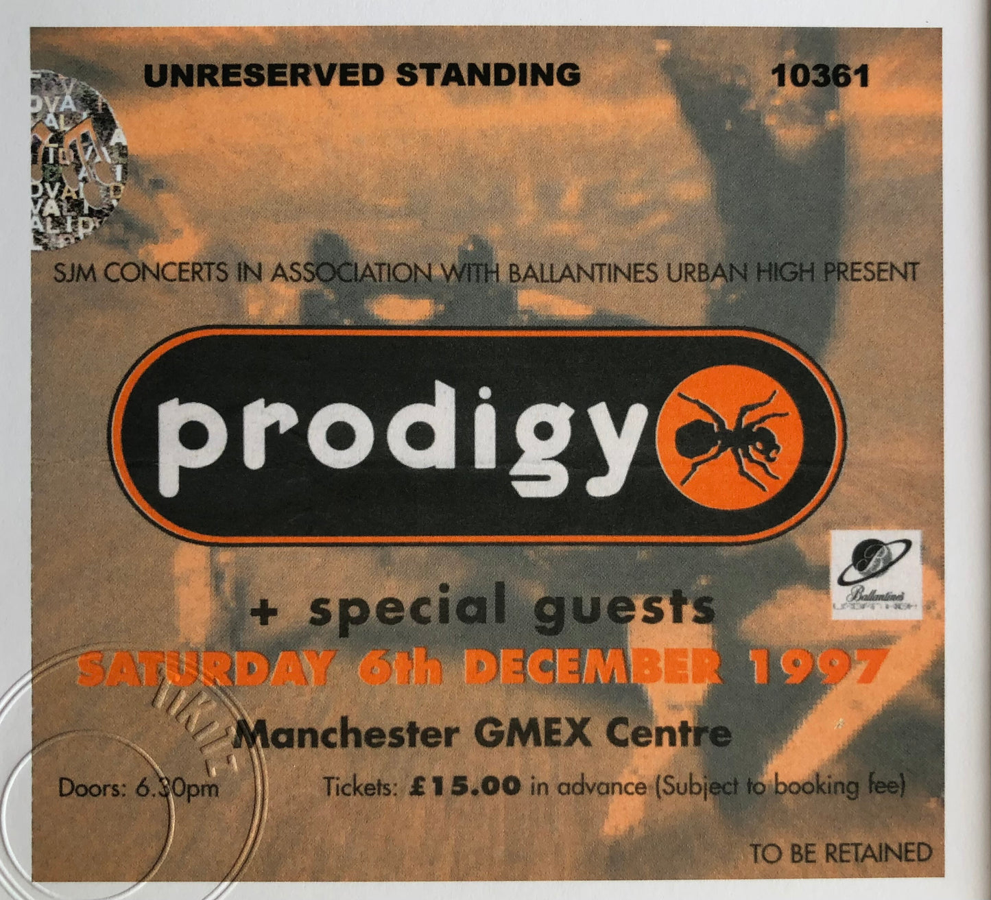PRODIGY - 1997 Manchester GMEX Centre framed ticket giclee print