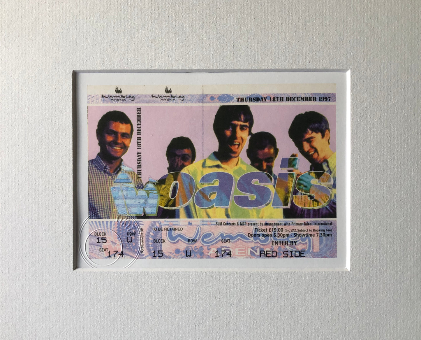 OASIS - 18/12/1997 Wembley Arena, London framed ticket giclee print