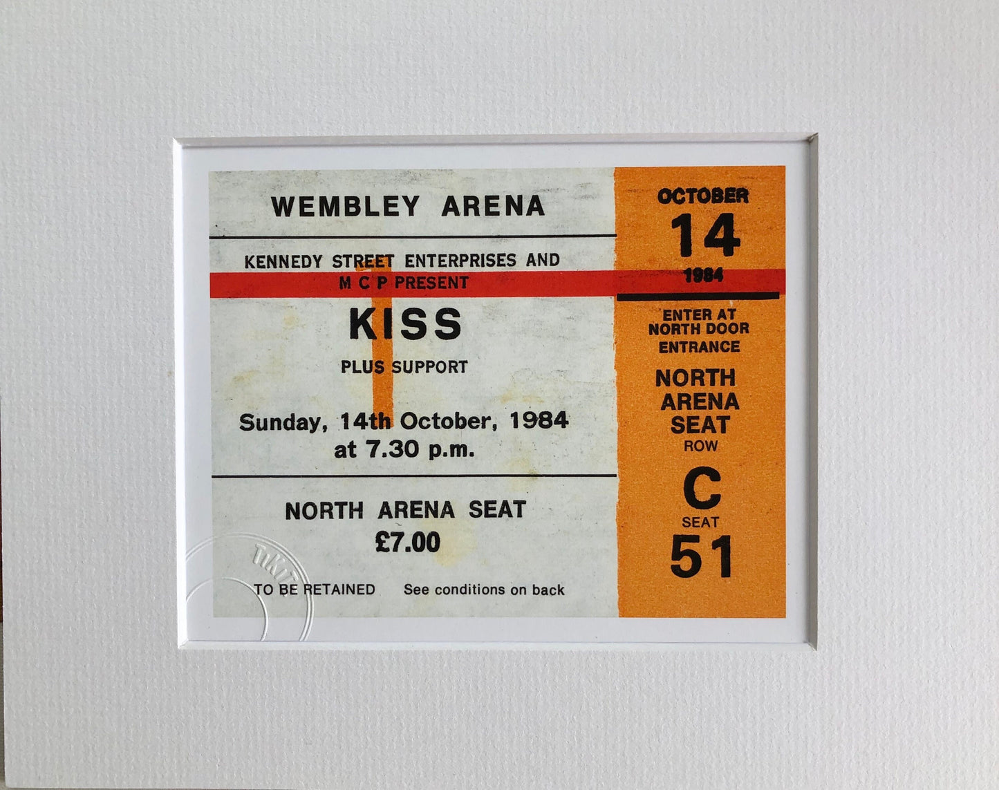 KISS - 1984 Wembley Arena , London framed ticket giclee print