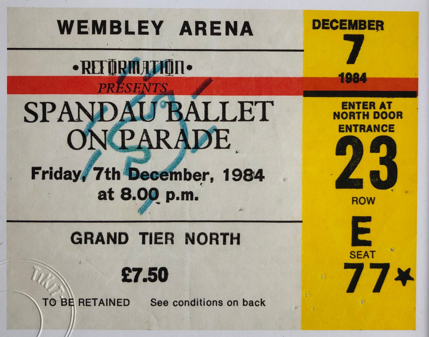 SPANDAU BALLET - 1984 Wembley Arena , London framed ticket giclee print