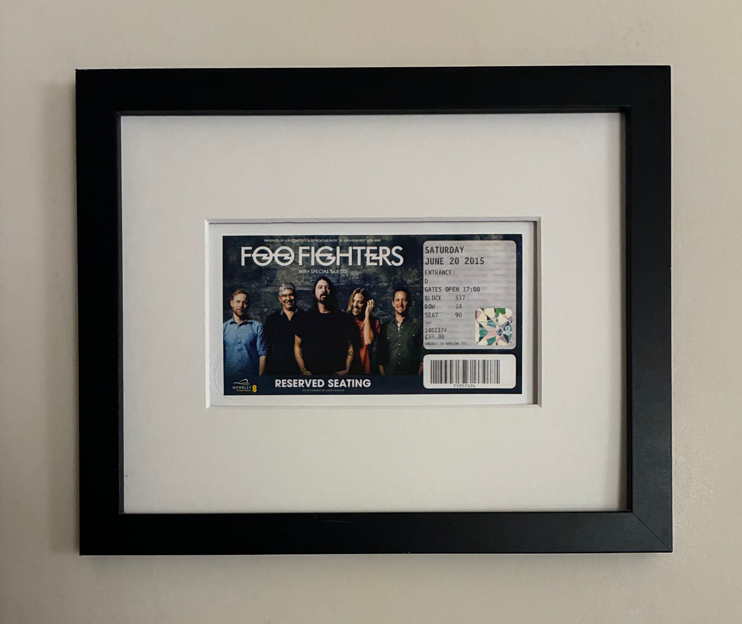 FOO FIGHTERS - 29/6/2015 Wembley Stadium, London framed ticket giclee print
