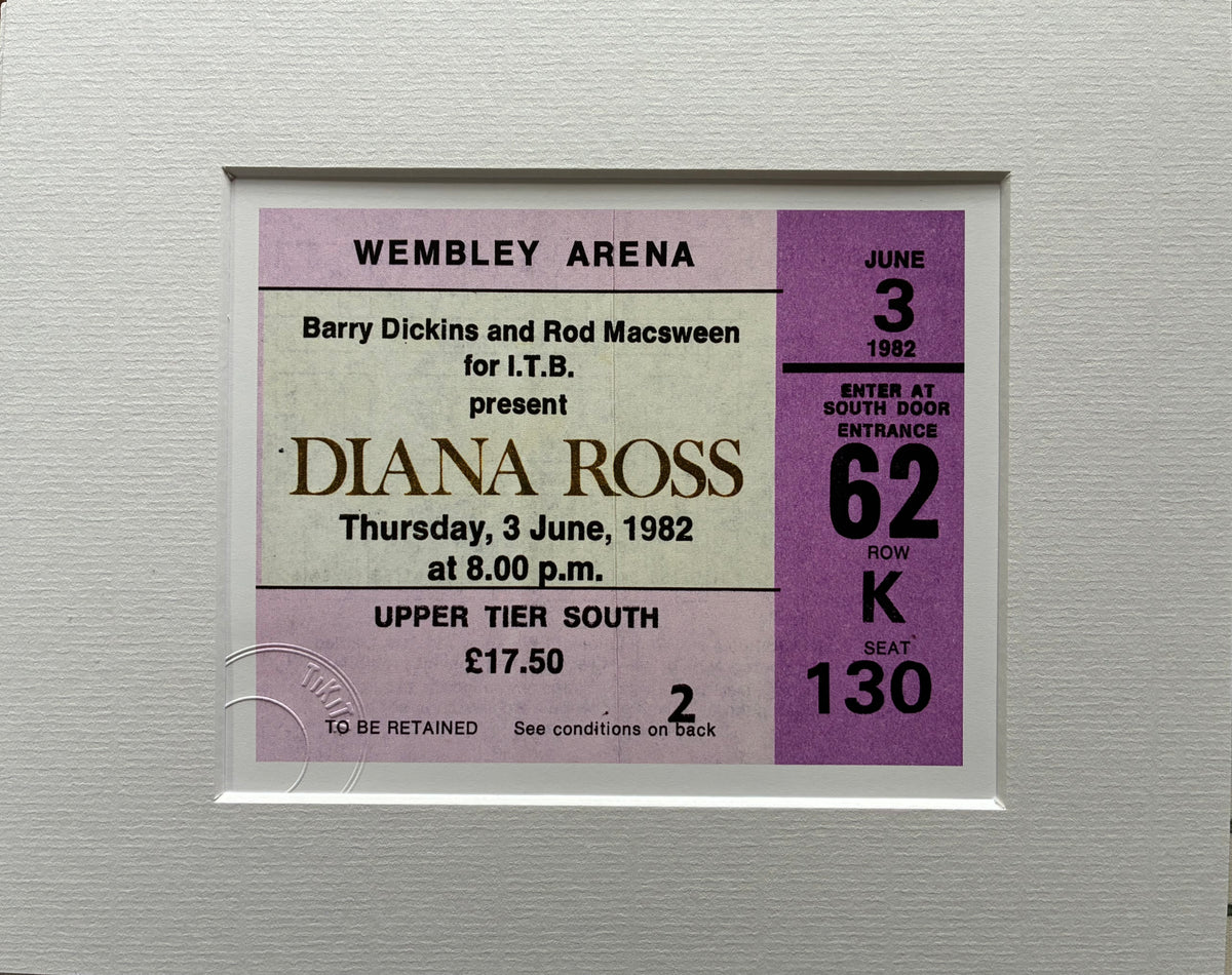 DIANA ROSS - 1982 Wembley Arena , London framed ticket giclee print