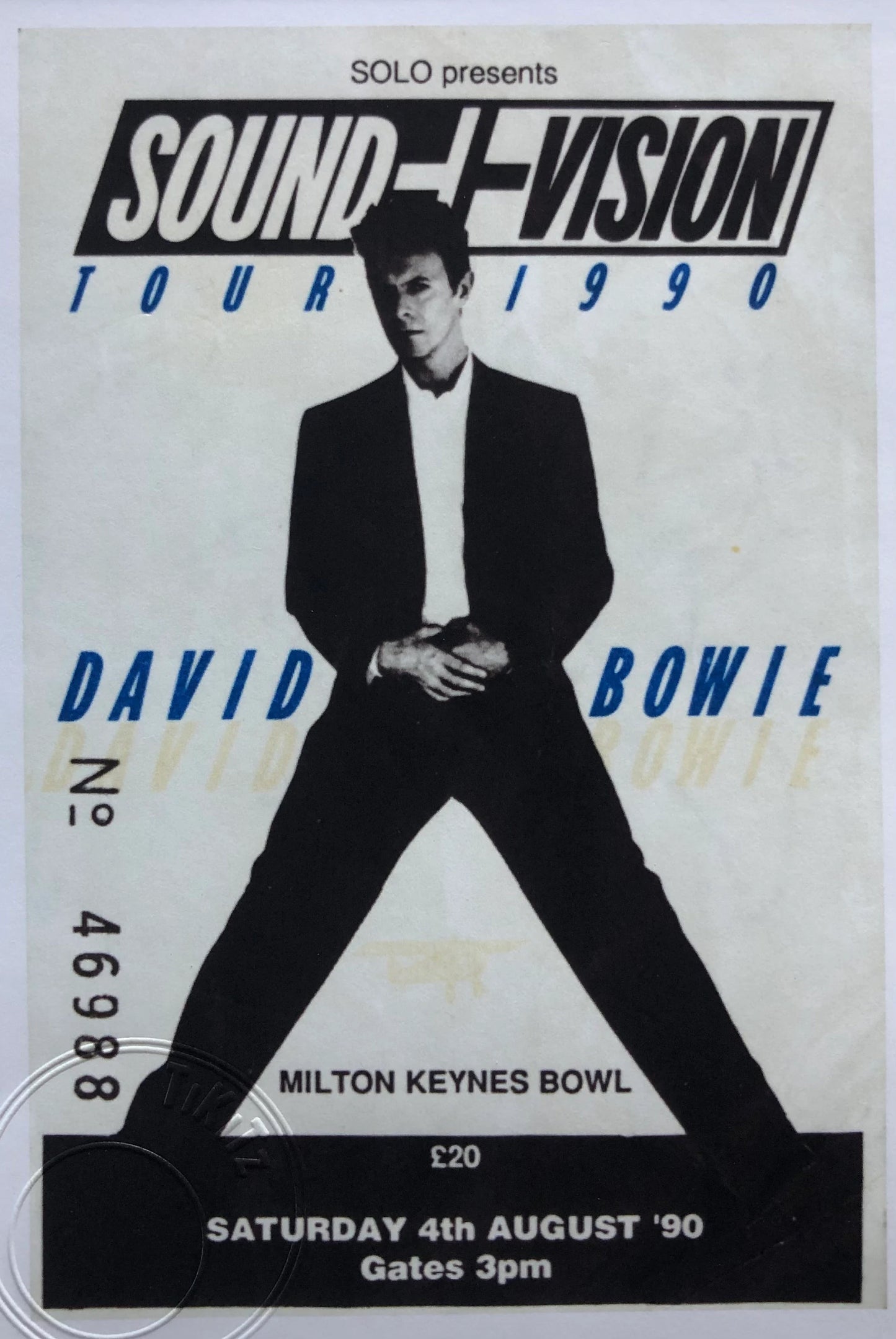 DAVID BOWIE - 1990 “Sound and Vision tour” Milton Keynes framed ticket giclee print