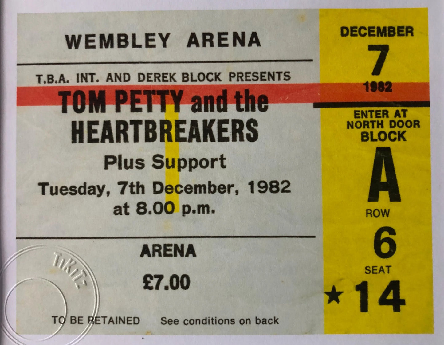 TOM PETTY and the HEARTBREAKERS- 1982 Wembley Arena , London framed ticket giclee print