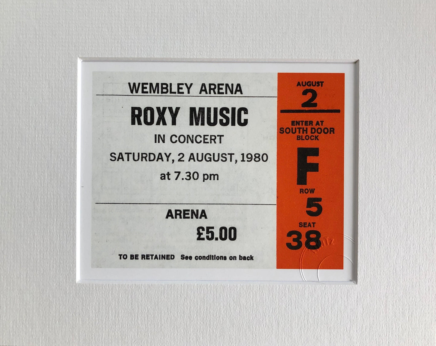 ROXY MUSIC - 1980 Wembley Arena , London framed ticket giclee print