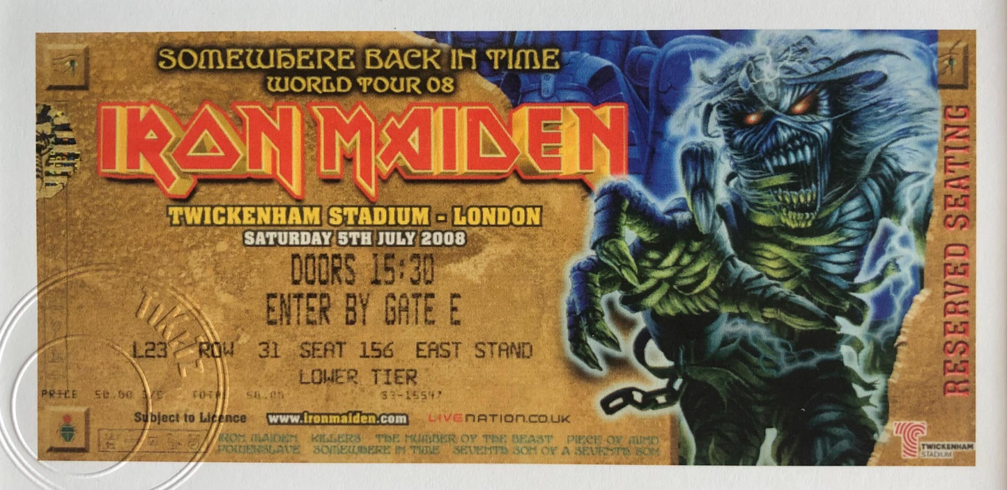 IRON MAIDEN - 2008 Twickenham Stadium, London framed ticket giclee print