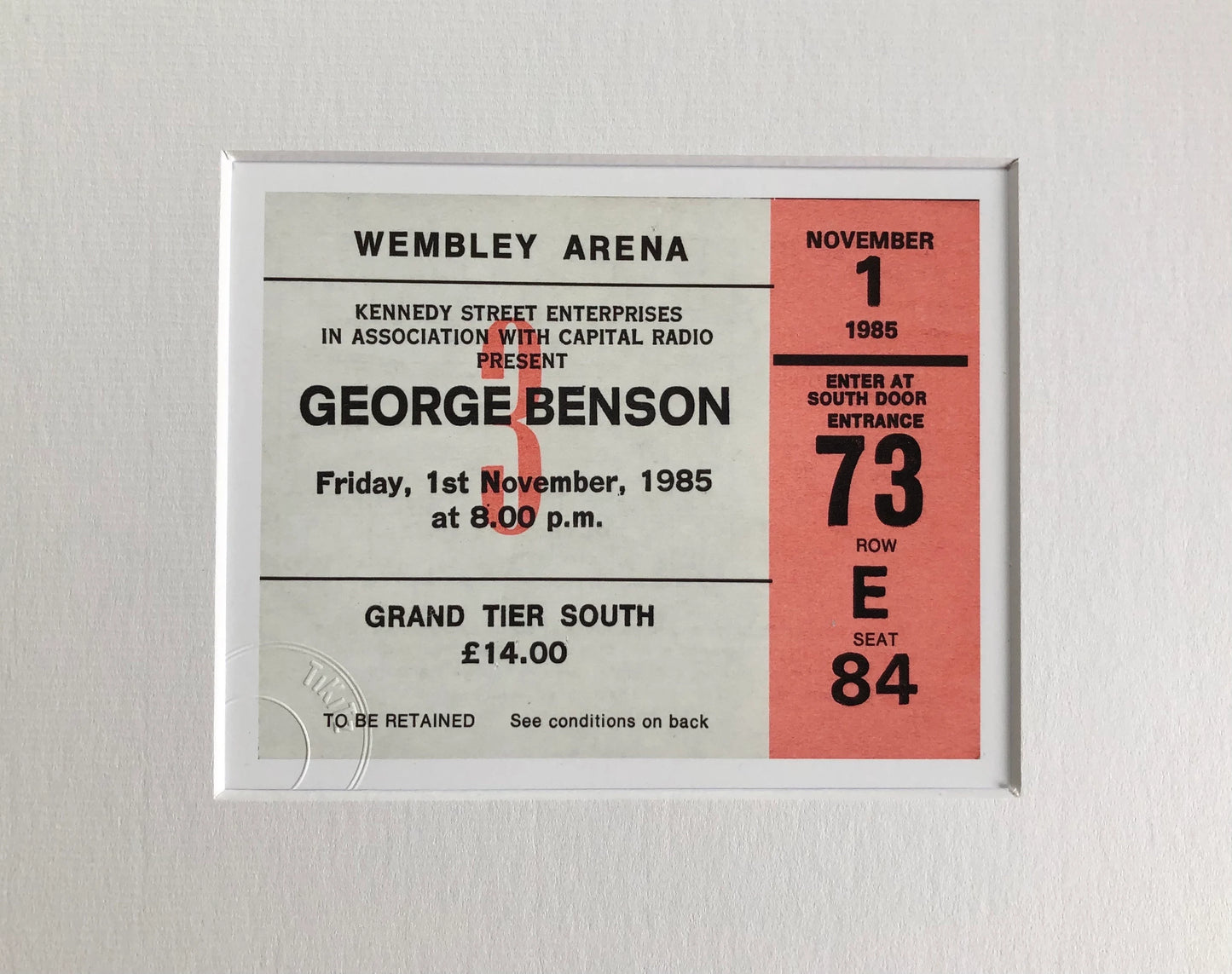 GEORGE BENSON - 1985 Wembley Arena , London framed ticket giclee print