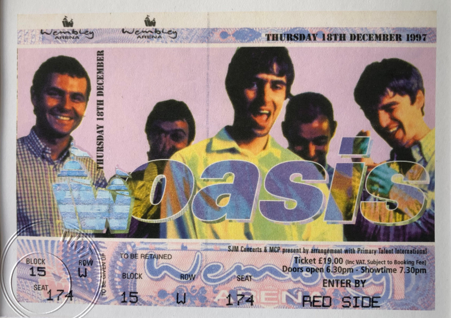 OASIS - 18/12/1997 Wembley Arena, London framed ticket giclee print