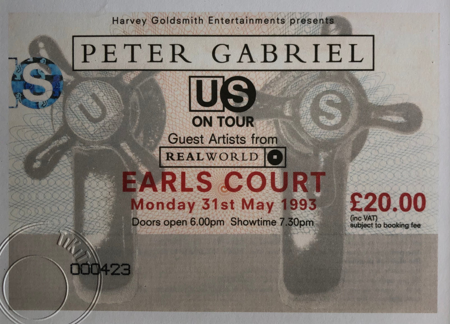 PETER GABRIEL - 1993 Earls Court , London framed ticket giclee print