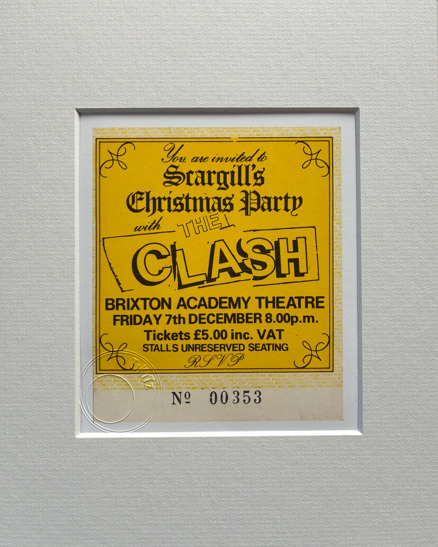 THE CLASH - 1984 Brixton Academy London framed ticket giclee print
