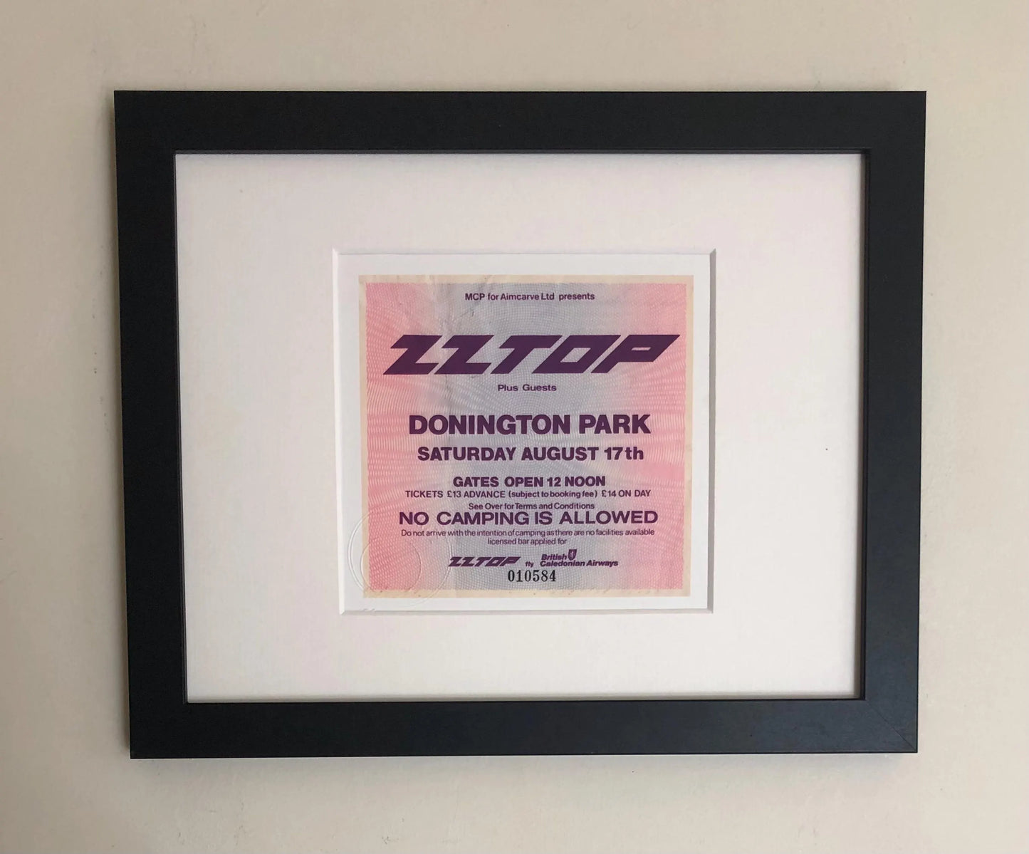 ZZ TOP - 17/8/1985 Monsters of Rock at Donington Park framed ticket giclee print