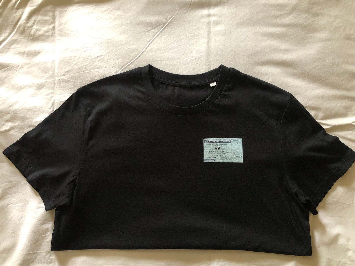 U2 - 1987 “ Joshua tree “ T Shirt . Featuring the tour advert and corresponding ticket.