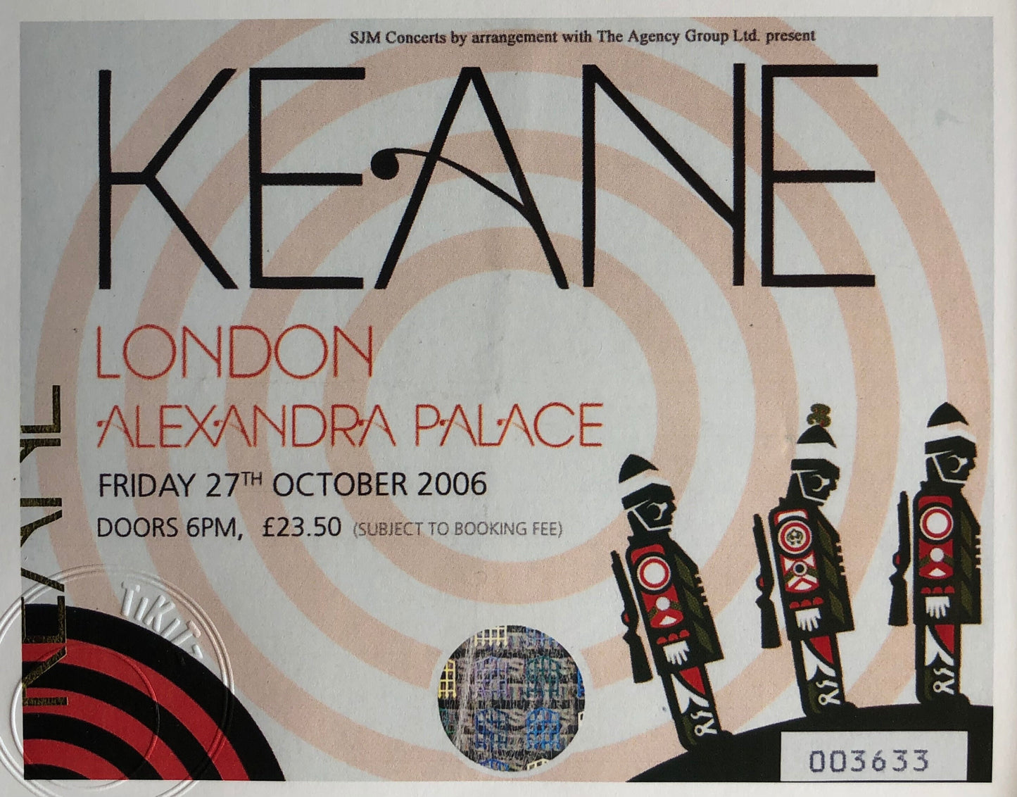 KEANE - 2006 Alexandra Palace ,London framed ticket giclee print