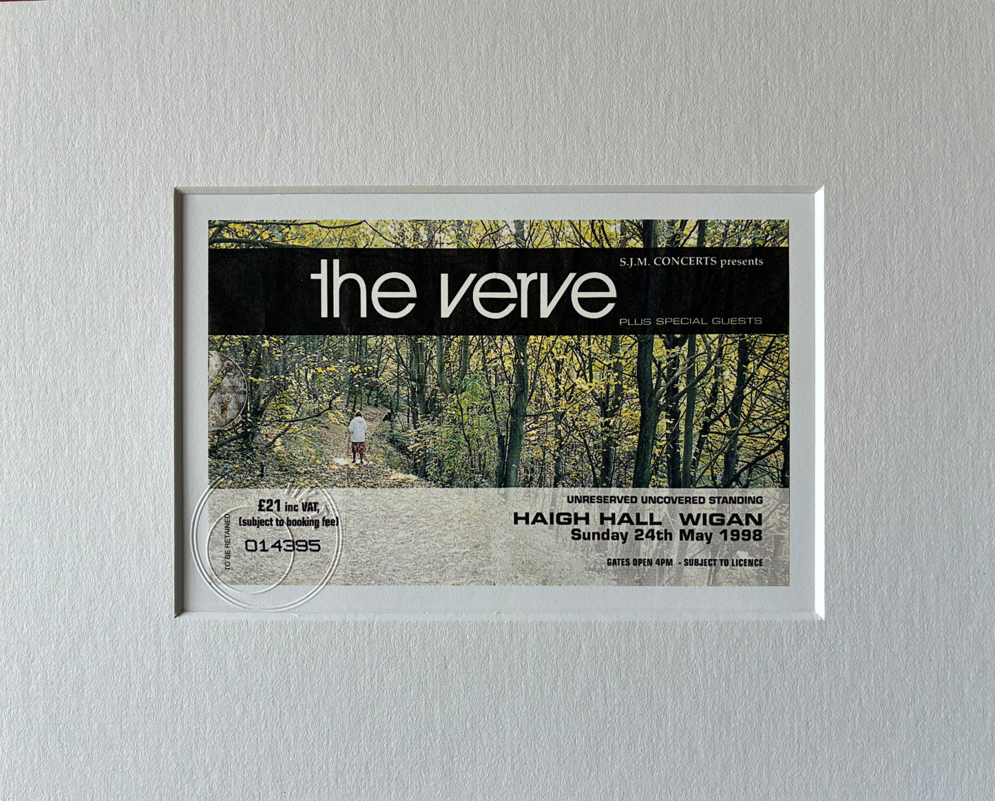 THE VERVE - 1998 Haigh Hall, Wigan framed ticket giclee print